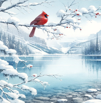 image of cardinal in winter